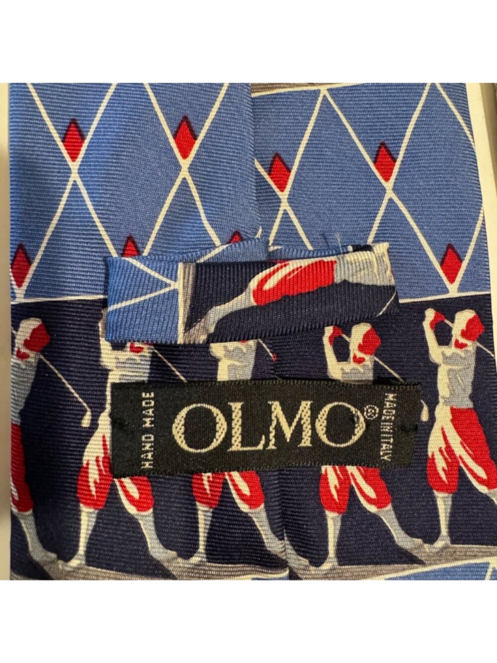 Sterling Hunt Brown OLMO 100% Silk Necktie Blue Red GOLF Print Tie 59" Lot of 2 - Picture 4 of 11